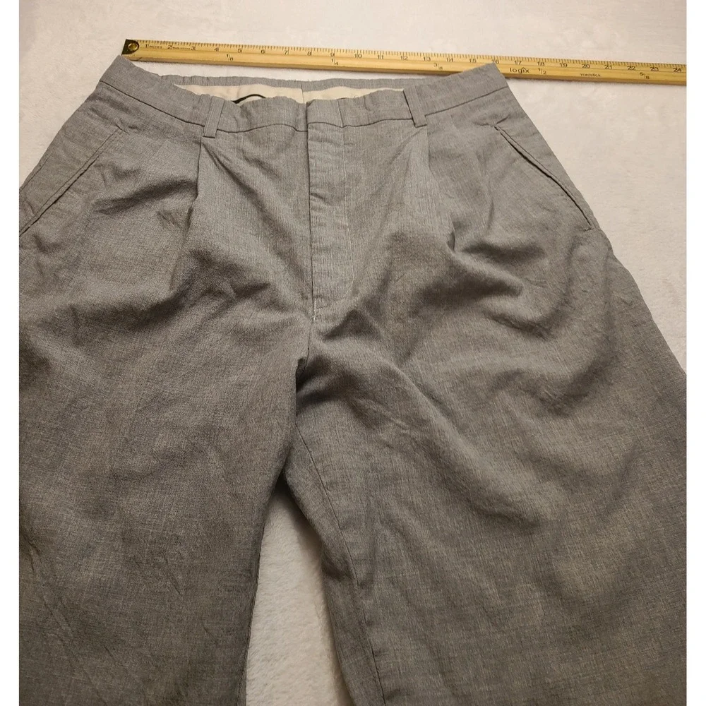 Men's Grey Pleated Wide Leg 34x29 Cuffed Dress Pants Trouser Zip Fly Welt pocket